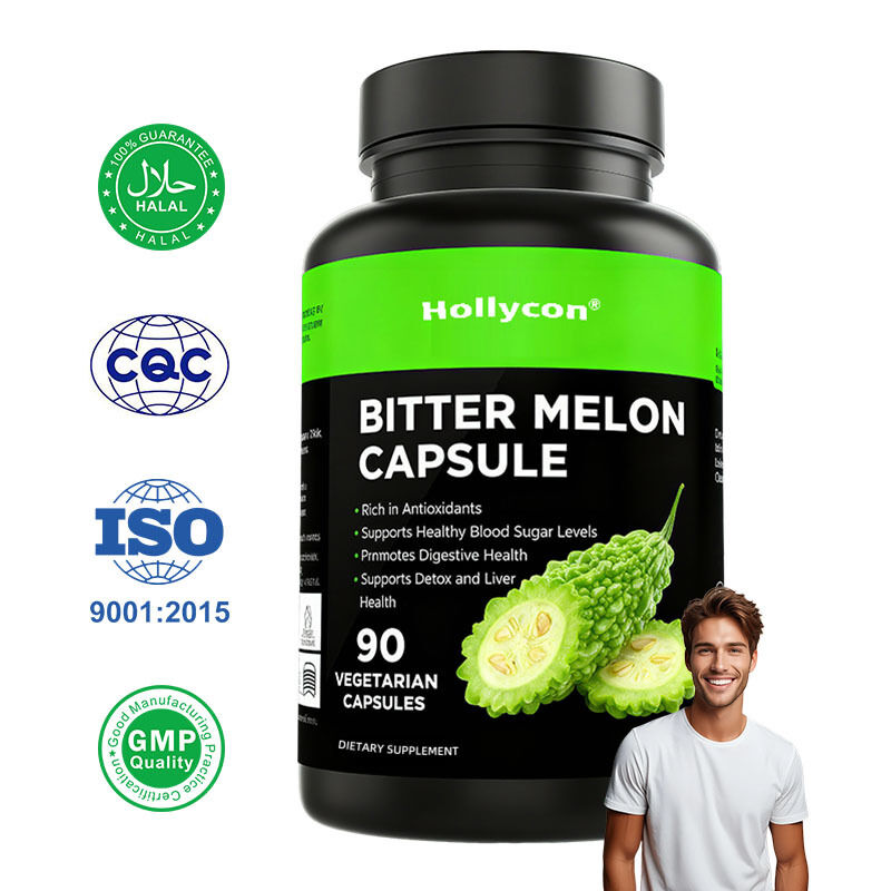 Gorzki Melon 500 mg | 90 kapsułek wegetariańskich Bezglutenowy, suplement bez GMO Ekstrakt z gorzkiego melona, ​​naturalny metabolizm glukozy, prywatna etykieta kapsułki Momordica Charantia, dostępny OEM, cena fabryczna