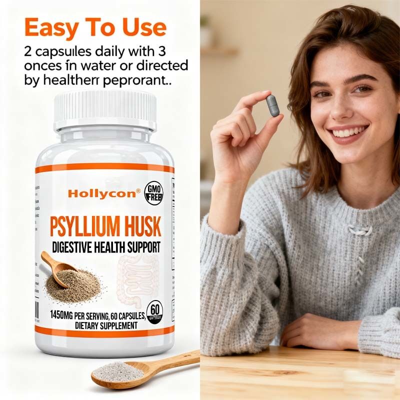 Psyllium Husk Capsules   60 Count    Suplement wspierający jelita i jelita grubego