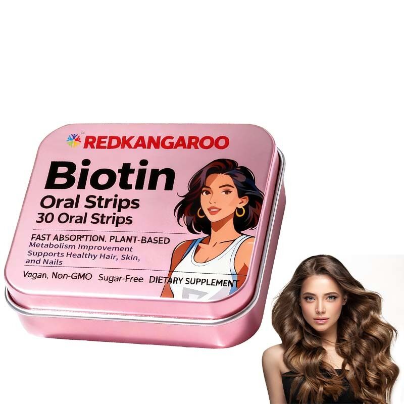 Biotynowe paski do ust - Szybko wchłaniające się, wegańskie, bez GMO, bez cukru - wspiera zdrowe włosy, skórę i paznokcie - pyszny aromat pomarańczowy - 30 liczba private label, OEM dostępne, cena fabryczna