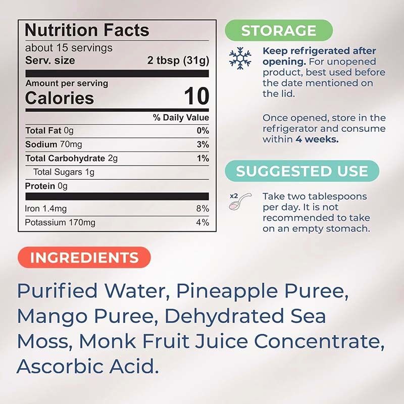 OEM Odżywczy surowy Seamoss Detoksykacja i oczyszczanie Bogaty w minerały, białka, witaminy Zdrowie Morski mech Żel z morskich wodorostów