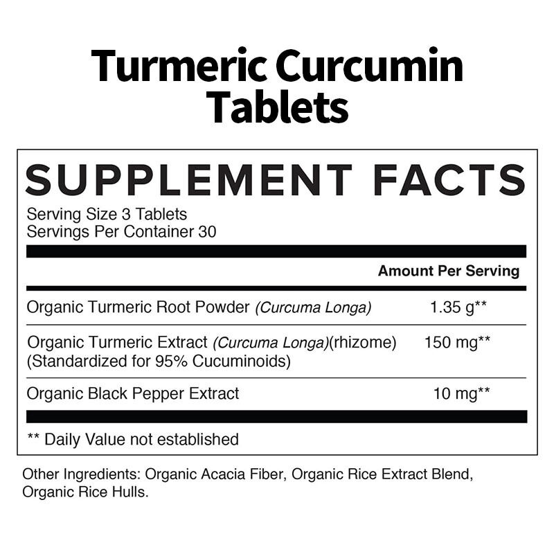OEM Organic Turmeric Curcumin Supplement 1350 mg Każdy naturalny wsparcie stawowe Czarna papryka do wchłaniania