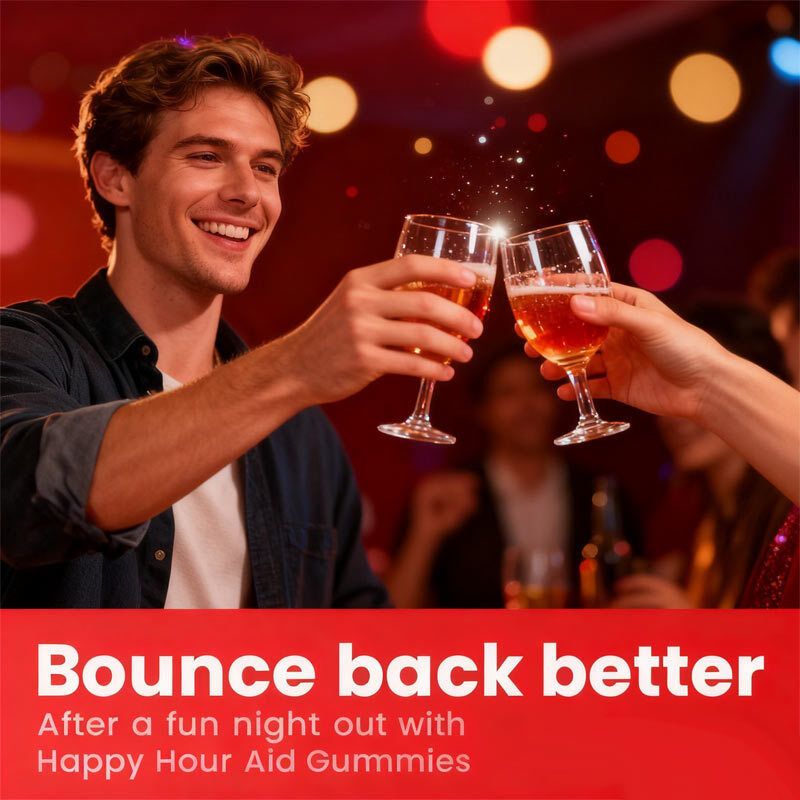 OEM Happy Hour Gummies Supplement Pre Game Party Hydratacja Elektrolity Alkohol DHM Mleko Grzyb Po wypiciu Gummy