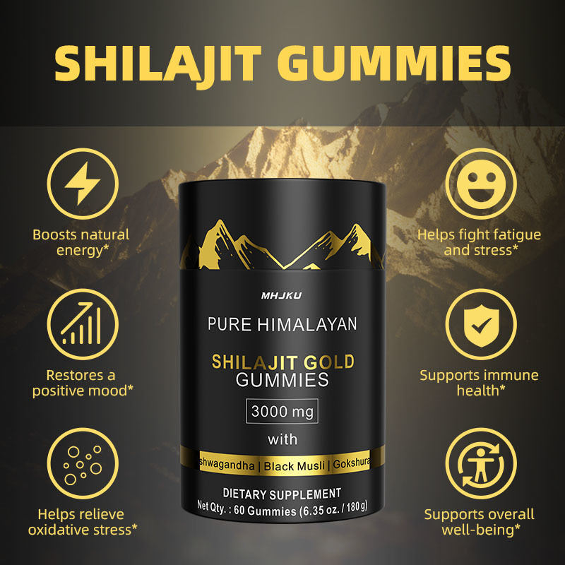 OEM 3000mg z Ashwagandą i czarną naturalną energią i wsparciem odporności Wytrzymałość i nastrój Wzmocnienie czystego himalajskiego Shilajit Gummies