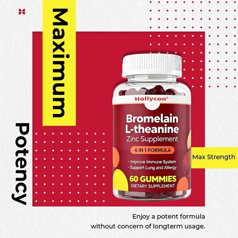 Bromelaina L-teanina Zynk suplementy suplementy wegańskie dla dzieci dorosłych Quercetin gumy