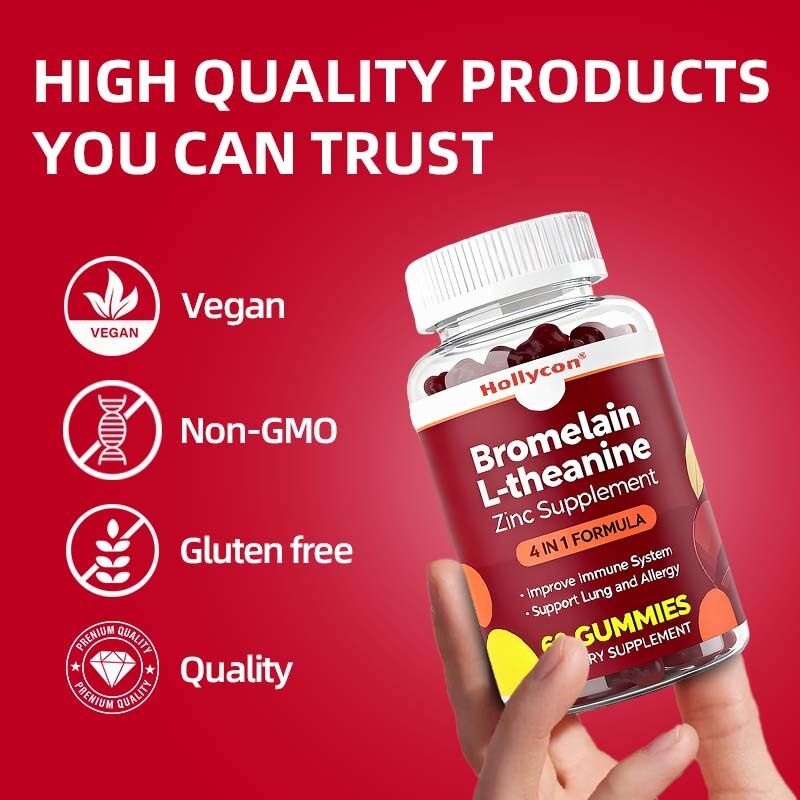 Bromelaina L-teanina Zynk suplementy suplementy wegańskie dla dzieci dorosłych Quercetin gumy