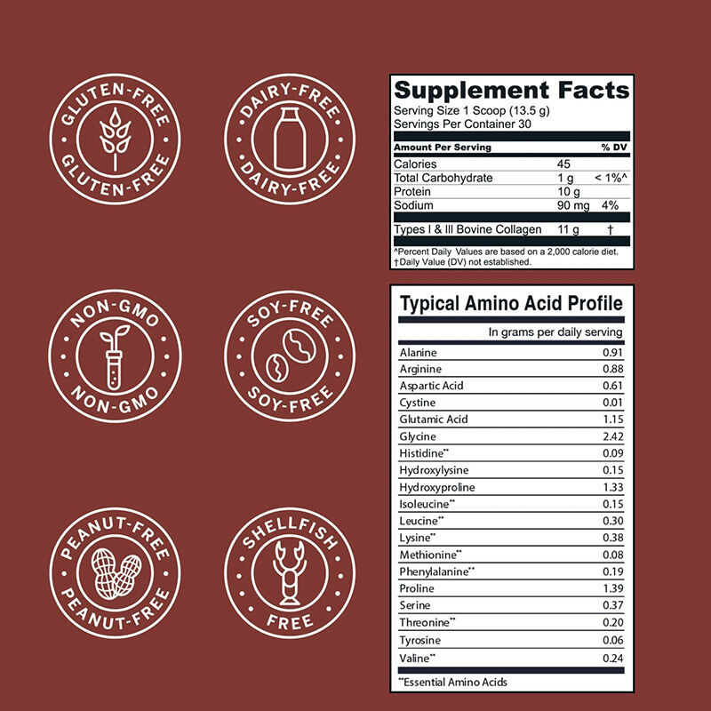 Proszek peptydów kolagenowych OEM Wsparcie dla włosów, skóry, paznokci i stawów Kolagen typu I i III z traw z odzysku Suplementy kolagenowe w proszku czekoladowym