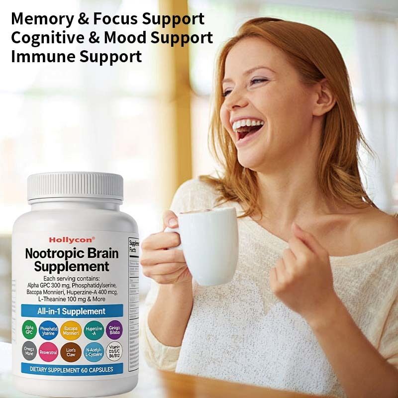 OEM Nootropic Brain Supplement z Alpha GPC, Phosphatidylserine & Bacopa Monnieri wspiera pamięć i koncentrację, funkcje poznawcze i nastrój