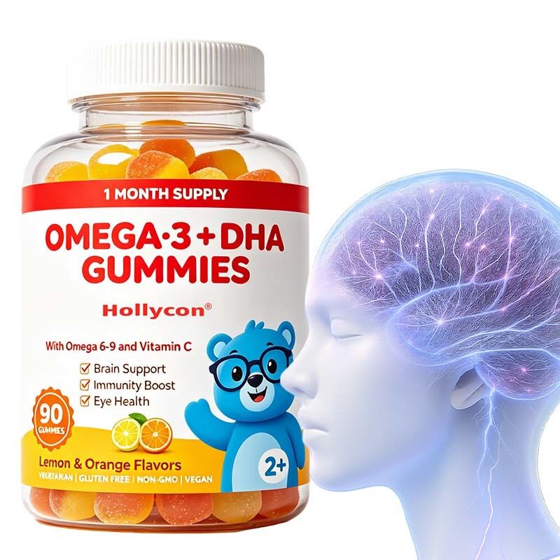 OEM/ODM Producent Omega 3 Gummies for Kids wspiera zdrowie mózgu i serca, odporność, zdrowie oczu z Omega 6 i 9, DHA