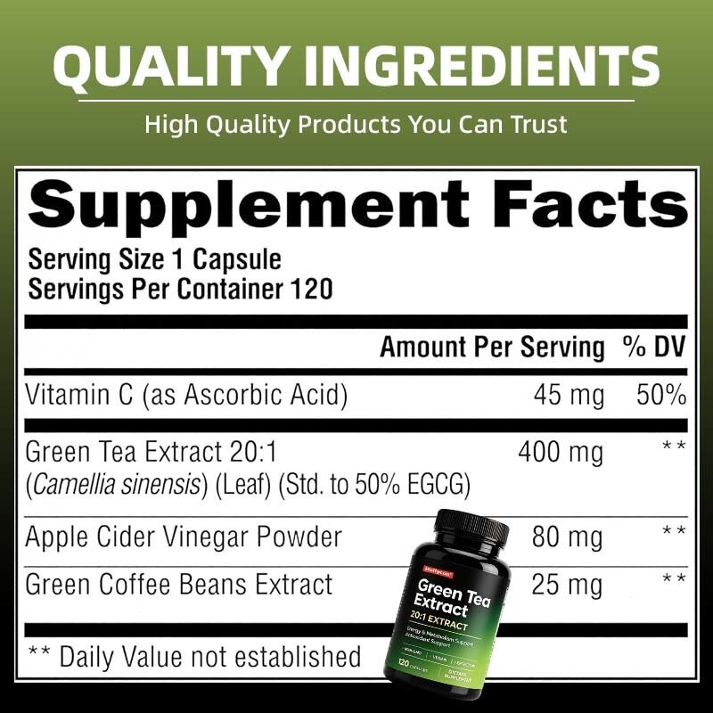 Dostosowywalne kapsułki z ekstraktem z zielonej herbaty i zielonej kawy z podwójnym wzorowaniem botanicznym i naturalnymi przeciwutleniaczami