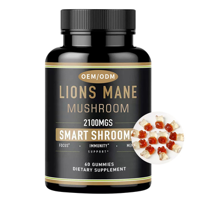 Organic Lions Mane Mushroom Suplement 2100 Mg 60 żelków