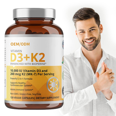 Non GMO Formuła 5000 IU Witamina D3 Żelki 90 mcg Witamina K2 MK-7 Kapsułki