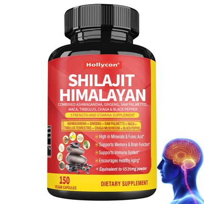 Shilajit Himalayan Kapsułki łączone z ashwagandą żeń- seng Saw Palmetto Maca Tribulus Chaga & czarny pieprz