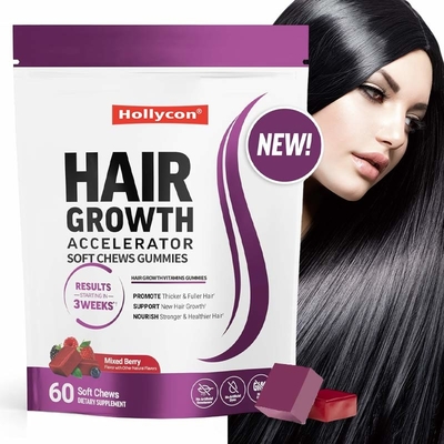 Akcelerator wzrostu włosów Miękkie żucia Gummy Gummy wzrostu włosów dla siły włosów
