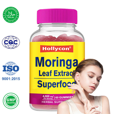Dostawca Moringa Listy Ekstrakt Gummy Przeciwutleniacze Wsparcie odpornościowe Aromat truskawki