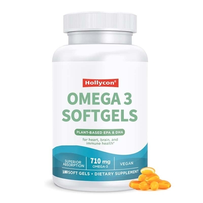 Wysokiej jakości suplement Omega 3 olejek z wegannych glonów dla zdrowia serca i mózgu