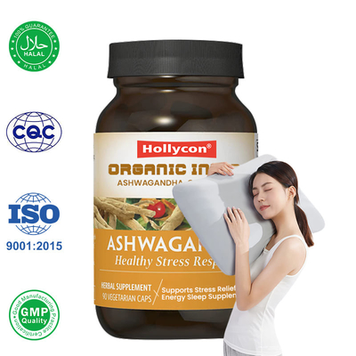 Całkowita sprzedaż organiczna India kapsułki Ashwagandha wspierają zmniejszenie stresu, energię i sen
