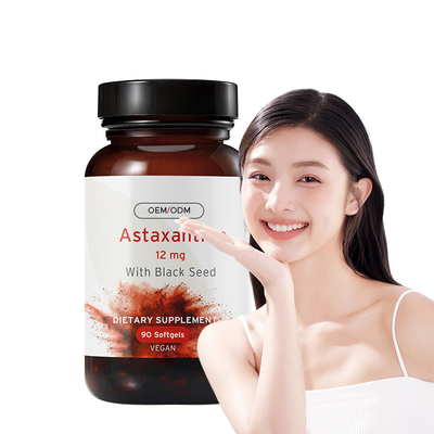 Astaxanthin Softgels dla zdrowia skóry Astaxanthin 12mg z organicznym czarnym nasieniem